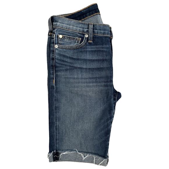 Hudson Womens Amelia Cuffed Knee Short Size 26 Denim Bermuda Jean Short Raw Hem - Picture 4 of 10